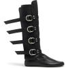 imageSHEMEE Womens Medieval Renaissance Knee High Boots Punk Flats Low Heels Slouchy Boots Multi Buckles Straps Wide Calf Biker Riding Tall Boot Round Toe Gothic Motorcycle Rave ShoesBlack