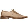 imageSHEMEE Womens Mesh Oxford Flats Lace Up Ballet Flat Pointy Toe Fishnet Ballerina Flats Chunky Low Heels Derby Shoes Trendy Casual Daily Dress ShoeBrown