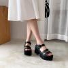 imageSHEMEE Womens Goth Platform Sandals Cutout Roman Ankle Strap Buckle Punk Gothic Chunky High Heel Summer ShoesBlack