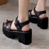 imageSHEMEE Womens Goth Platform Sandals Cutout Roman Ankle Strap Buckle Punk Gothic Chunky High Heel Summer ShoesBlack