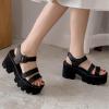 imageSHEMEE Womens Goth Platform Sandals Cutout Roman Ankle Strap Buckle Punk Gothic Chunky High Heel Summer ShoesBlack