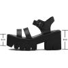 imageSHEMEE Womens Goth Platform Sandals Cutout Roman Ankle Strap Buckle Punk Gothic Chunky High Heel Summer ShoesBlack