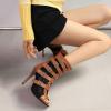 imageSHEMEE Womens Lace Mesh Ankle Booties Peep Toe Stiletto High Heels Sandals Zipper OpenToe Gladiator Roman Sandals with BuckledYellow