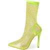 imageSHEMEE Womens Mesh High Heels Stiletto Fishnet Ankle Boots Summer Heeled Sandals Pointed Toe Cutout Bling Rhinestones Sock Booties Party Club Dress ShoesLemon Green