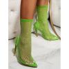 imageSHEMEE Womens Mesh High Heels Stiletto Fishnet Ankle Boots Summer Heeled Sandals Pointed Toe Cutout Bling Rhinestones Sock Booties Party Club Dress ShoesGreen