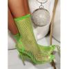 imageSHEMEE Womens Mesh High Heels Stiletto Fishnet Ankle Boots Summer Heeled Sandals Pointed Toe Cutout Bling Rhinestones Sock Booties Party Club Dress ShoesGreen