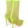 imageSHEMEE Womens Mesh High Heels Stiletto Fishnet Ankle Boots Summer Heeled Sandals Pointed Toe Cutout Bling Rhinestones Sock Booties Party Club Dress ShoesLemon Green