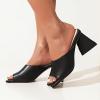 imageSHEMEE Womens Square Toe Chunky Heeled Mules Sandals Shoes Opentoe Slip On High Heel Slides SlippersBlack