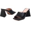 imageSHEMEE Womens Square Toe Chunky Heeled Mules Sandals Shoes Opentoe Slip On High Heel Slides SlippersBlack