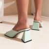 imageSHEMEE Womens Square Toe Chunky Heeled Mules Sandals Shoes Opentoe Slip On High Heel Slides SlippersTeal