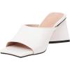 imageSHEMEE Womens Square Toe Chunky Heeled Mules Sandals Shoes Opentoe Slip On High Heel Slides SlippersWhite