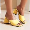imageSHEMEE Womens Square Toe Chunky Heeled Mules Sandals Shoes Opentoe Slip On High Heel Slides SlippersYellow