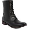 imageSHEMEE Womens Vintage Punk Renaissance Ankle Booties 1 INCH Low Heels Lace Up Combat Boots Pirate Costume Medieval Short Boot Slip Resistant Flat Biker Knight Oxford BootsBlack
