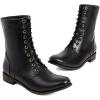 imageSHEMEE Womens Vintage Punk Renaissance Ankle Booties 1 INCH Low Heels Lace Up Combat Boots Pirate Costume Medieval Short Boot Slip Resistant Flat Biker Knight Oxford BootsBlack