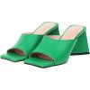 imageSHEMEE Womens Square Toe Chunky Heeled Mules Sandals Shoes Opentoe Slip On High Heel Slides SlippersGreen