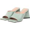 imageSHEMEE Womens Square Toe Chunky Heeled Mules Sandals Shoes Opentoe Slip On High Heel Slides SlippersTeal