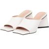 imageSHEMEE Womens Square Toe Chunky Heeled Mules Sandals Shoes Opentoe Slip On High Heel Slides SlippersWhite