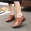 imageSHEMEE Womens Classic Oxfords Lace Up Leather Formal Business Casual Shoes Flats Low Heels Vintage Wingtip Perforated Brogues Slip Resistant Work Office Dress ShoeBrown