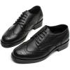 imageSHEMEE Womens Classic Oxfords Lace Up Leather Formal Business Casual Shoes Flats Low Heels Vintage Wingtip Perforated Brogues Slip Resistant Work Office Dress ShoeBlack