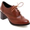 imageSHEMEE Womens Block Heel Lace Up Pumps Stacked Chunky High Heels Wingtip Oxfords Round Toe Vintage Brogues Dress ShoesBrown