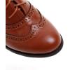 imageSHEMEE Womens Block Heel Lace Up Pumps Stacked Chunky High Heels Wingtip Oxfords Round Toe Vintage Brogues Dress ShoesBrown