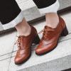 imageSHEMEE Womens Block Heel Lace Up Pumps Stacked Chunky High Heels Wingtip Oxfords Round Toe Vintage Brogues Dress ShoesBrown