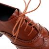imageSHEMEE Womens Block Heel Lace Up Pumps Stacked Chunky High Heels Wingtip Oxfords Round Toe Vintage Brogues Dress ShoesBrown