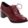 imageSHEMEE Womens Block Heel Lace Up Pumps Stacked Chunky High Heels Wingtip Oxfords Round Toe Vintage Brogues Dress ShoesBurgundy