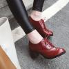 imageSHEMEE Womens Block Heel Lace Up Pumps Stacked Chunky High Heels Wingtip Oxfords Round Toe Vintage Brogues Dress ShoesBurgundy