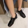 imageSHEMEE Womens Chunky Block Heels Oxfords Pumps Two Tone Retro Brogues Square Toe Patchwork Lace Up Saddles ShoesBlack