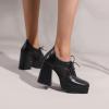 imageSHEMEE Womens Chunky High Heels Square Toe Oxfords Pumps Platform Lace Up Block Heeled Booties Office Dress ShoesBlack