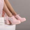 imageSHEMEE Womens Chunky High Heels Square Toe Oxfords Pumps Platform Lace Up Block Heeled Booties Office Dress ShoesPink