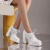 imageSHEMEE Womens Chunky High Heels Square Toe Oxfords Pumps Platform Lace Up Block Heeled Booties Office Dress ShoesWhite