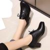 imageSHEMEE Womens Chunky Lace Up Vintage Oxfords Dress Pumps Round Toe Block Mid Heels Retro Brogues ShoesBlack