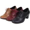 imageSHEMEE Womens Chunky Lace Up Vintage Oxfords Dress Pumps Round Toe Block Mid Heels Retro Brogues ShoesBlack US 6