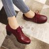 imageSHEMEE Womens Chunky Lace Up Vintage Oxfords Dress Pumps Round Toe Block Mid Heels Retro Brogues ShoesBurgundy