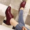 imageSHEMEE Womens Chunky Lace Up Vintage Oxfords Dress Pumps Round Toe Block Mid Heels Retro Brogues ShoesBurgundy