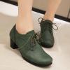 imageSHEMEE Womens Chunky Lace Up Vintage Oxfords Dress Pumps Round Toe Block Mid Heels Retro Brogues ShoesGreen