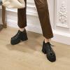 imageSHEMEE Womens Chunky Platform Patent Leather Oxfords Pumps Vintage Wingtip Lace Up Block High Heel Square Toe Gothic Brogue ShoesBlack