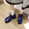 imageSHEMEE Womens Chunky Platform Patent Leather Oxfords Pumps Vintage Wingtip Lace Up Block High Heel Square Toe Gothic Brogue ShoesNavy Blue