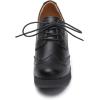 imageSHEMEE Womens Lace Up Chunky Heel Vintage Wingtip Dress Oxfords Round Toe Block High Heels Pumps Retro Brogues ShoesBlack