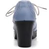 imageSHEMEE Womens Lace Up Chunky Heel Vintage Wingtip Dress Oxfords Round Toe Block High Heels Pumps Retro Brogues ShoesBlue