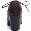 imageSHEMEE Womens Lace Up Chunky Heel Vintage Wingtip Dress Oxfords Round Toe Block High Heels Pumps Retro Brogues ShoesBrown