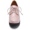 imageSHEMEE Womens Lace Up Chunky Heel Vintage Wingtip Dress Oxfords Round Toe Block High Heels Pumps Retro Brogues ShoesPink