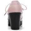 imageSHEMEE Womens Lace Up Chunky Heel Vintage Wingtip Dress Oxfords Round Toe Block High Heels Pumps Retro Brogues ShoesPink