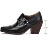 imageSHEMEE Womens Monk Strap Oxfords Loafers Shoes Chunky Heels Almond Square Toe Vintage Wingtip Brogues British Buckled Business Dress PumpsBlack