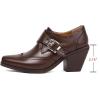 imageSHEMEE Womens Monk Strap Oxfords Loafers Shoes Chunky Heels Almond Square Toe Vintage Wingtip Brogues British Buckled Business Dress PumpsBrown