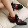 imageSHEMEE Womens Monk Strap Oxfords Loafers Shoes Chunky Heels Almond Square Toe Vintage Wingtip Brogues British Buckled Business Dress PumpsPrints Red
