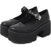 imageSHEMEE Womens Platform Chunky High Heel Pumps Ankle Strap Buckle Mary Janes Block Heeled Round Toe Gothic Oxford Dress ShoesPu Black