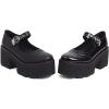 imageSHEMEE Womens Platform Chunky High Heel Pumps Ankle Strap Buckle Mary Janes Block Heeled Round Toe Gothic Oxford Dress ShoesPu Black